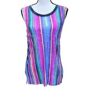 CHASER RAINBOW STRIPE SLEEVELESS T SHIRT